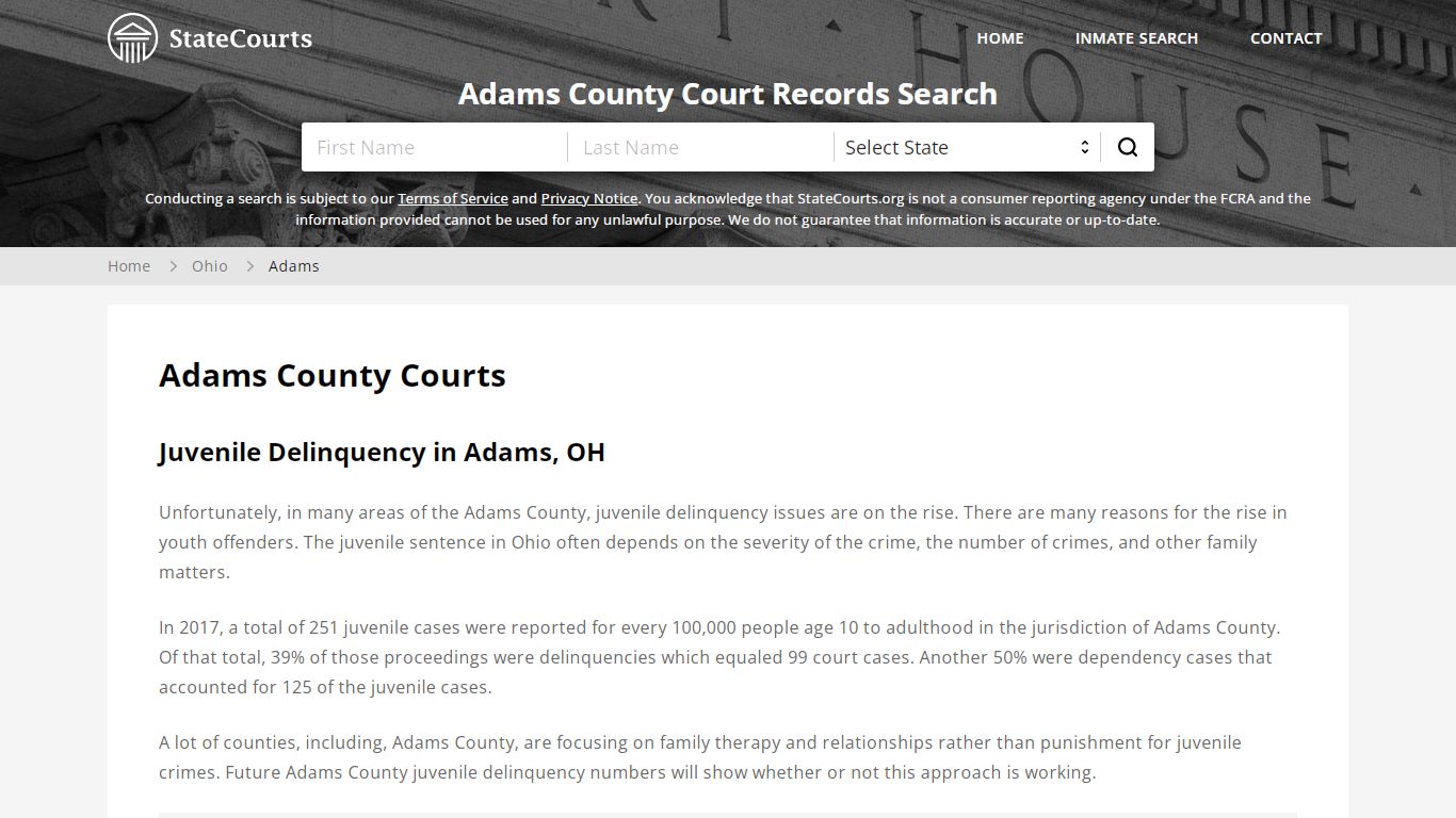 Adams County, OH Courts - Records & Cases - StateCourts